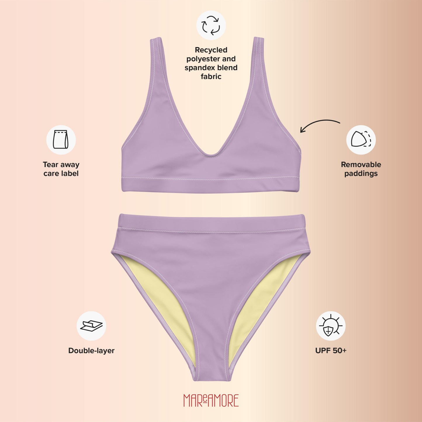 Violet High-Waisted Bikini Set