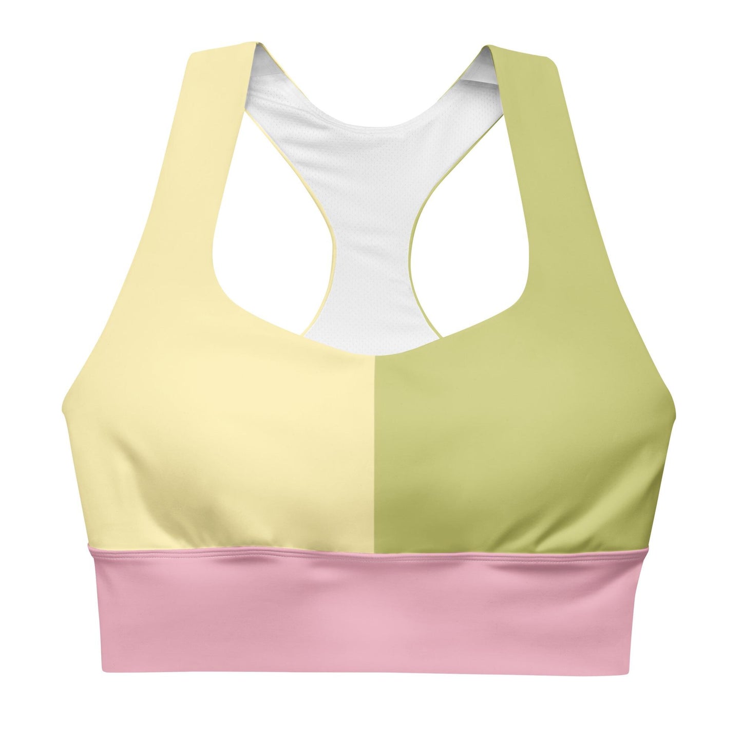 Yellow & Lime Green Colour-Block Sports Bra