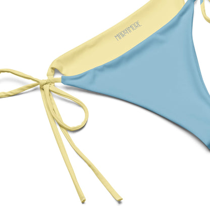 Blue & Marine Bikini Set with Yellow Spaghetti Straps