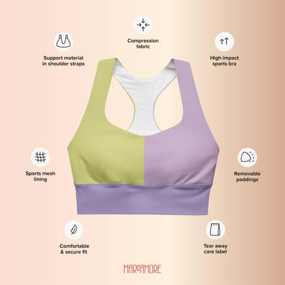 Violet & Lime Green Colour-Block Sports Bra