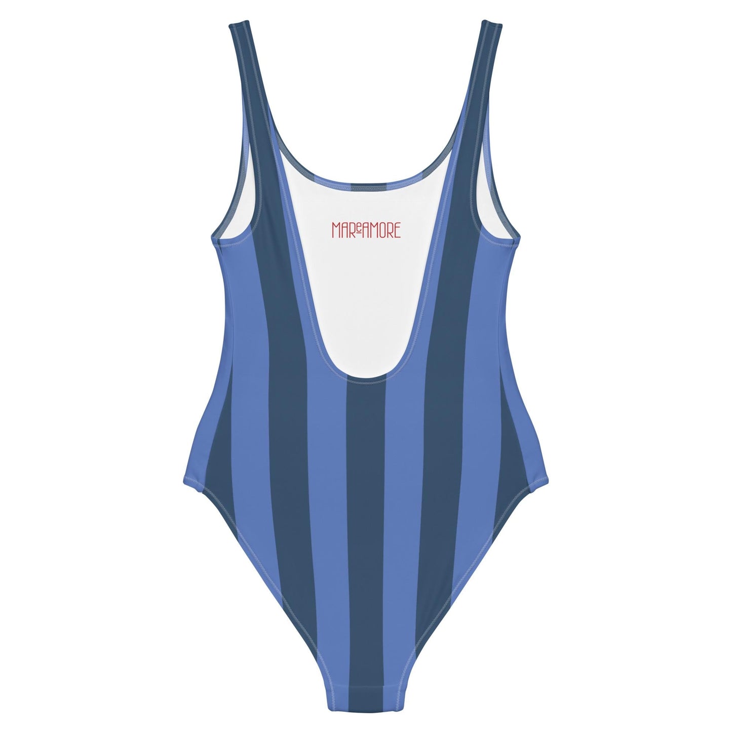 Navy Blue & Marine Striped One-Piece Swimsuit