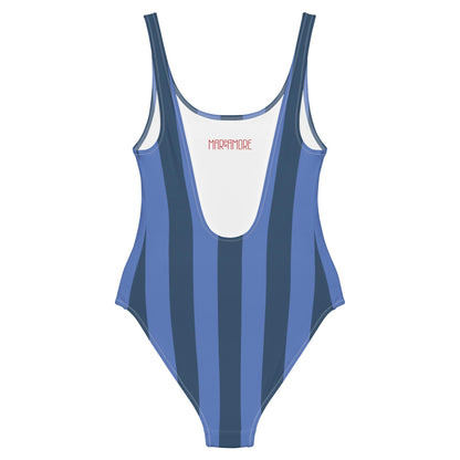Navy Blue & Marine Striped One-Piece Swimsuit