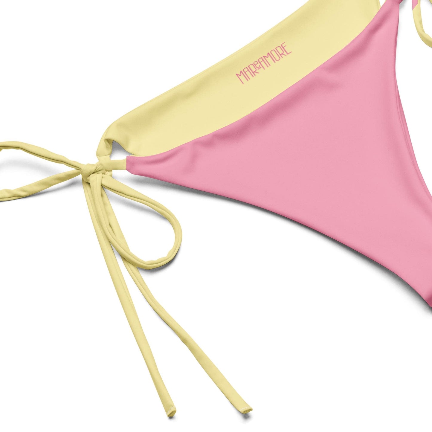 Pink & Fuchsia Bikini Set with Yellow Spaghetti Straps