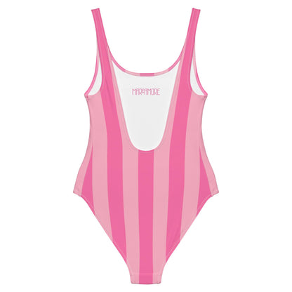 Fuchsia & Pink One-Piece Striped Swimsuit
