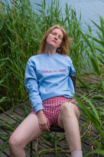 L'amore del Mare Blue Embroidered Sweatshirt