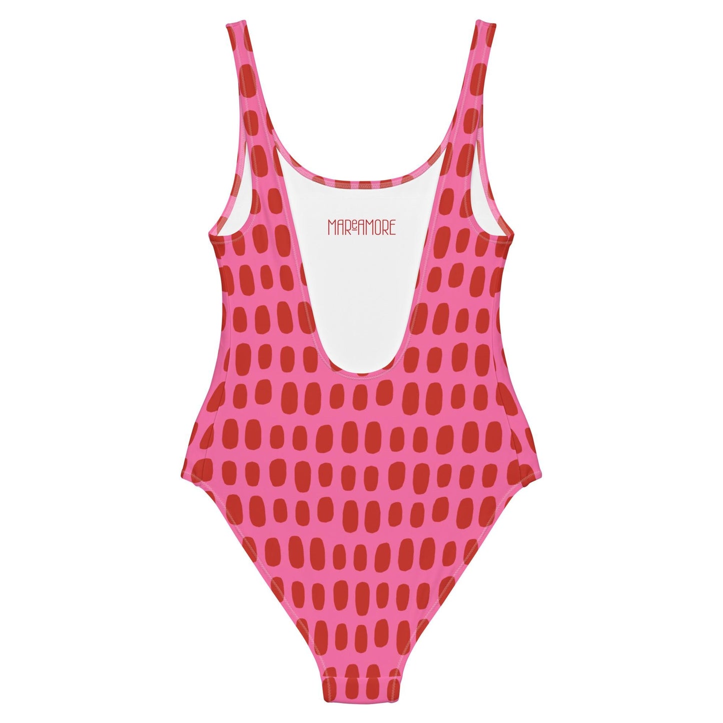 Fuchsia Pink One-Piece Swimsuit with Red Dots