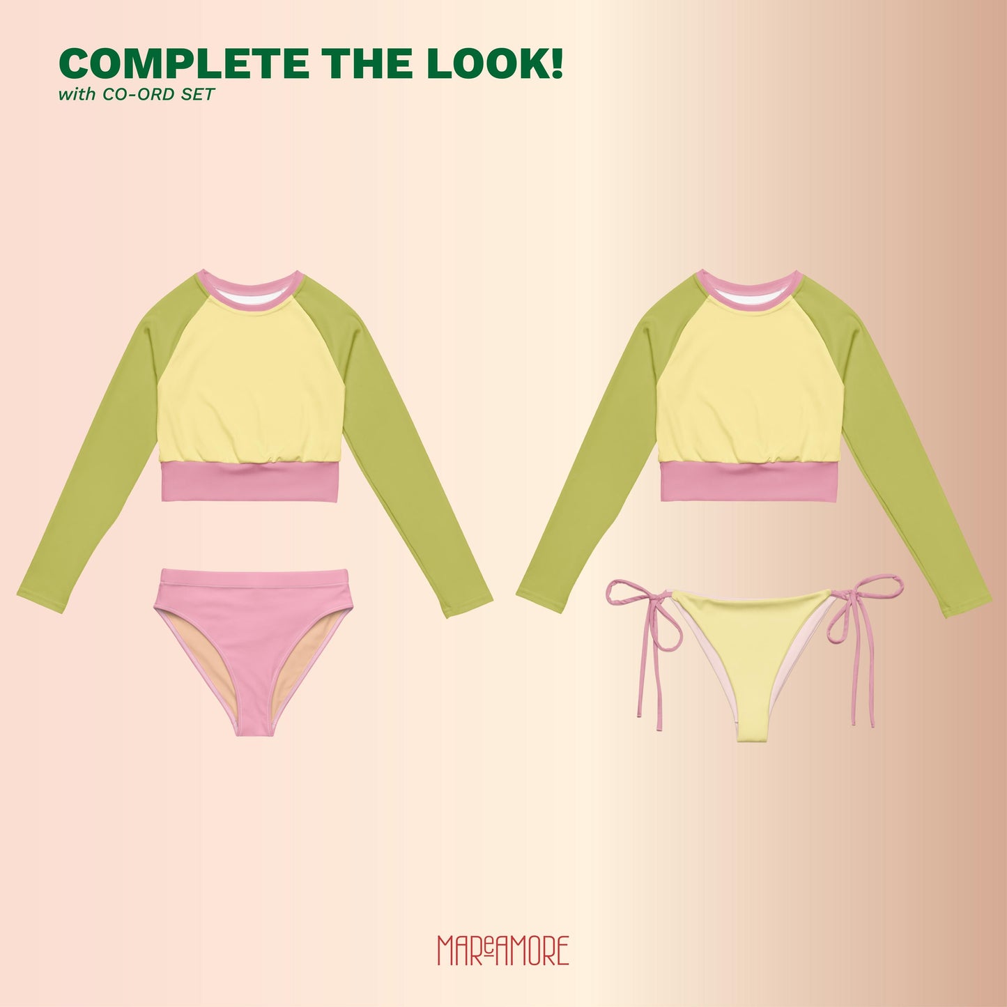 Lime Yellow Colour-Block Long Sleeve Crop Top