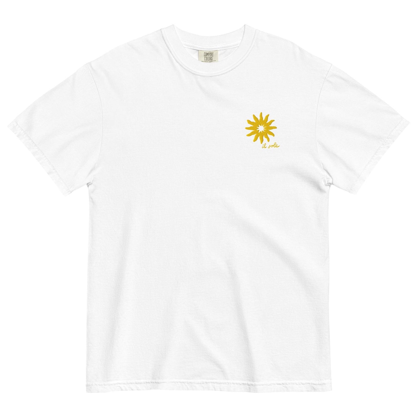 Mediterranean Art T-Shirt | Sun Embroidery | White