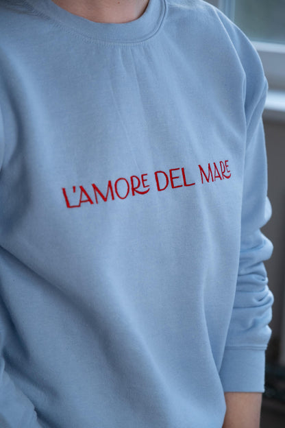 L'amore del Mare Blue Embroidered Sweatshirt