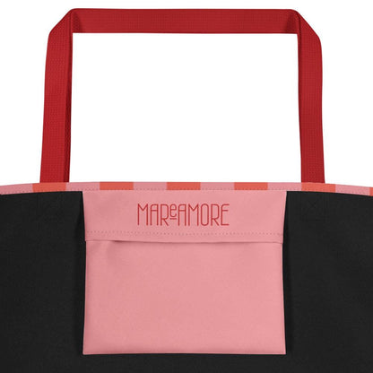 Peach & Pink Striped Large Tote Bag
