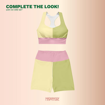Yellow & Lime Green Colour-Block Sports Bra
