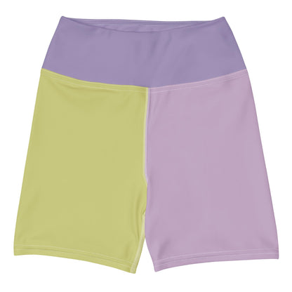 Violet & Lime Colour-Block Yoga Shorts