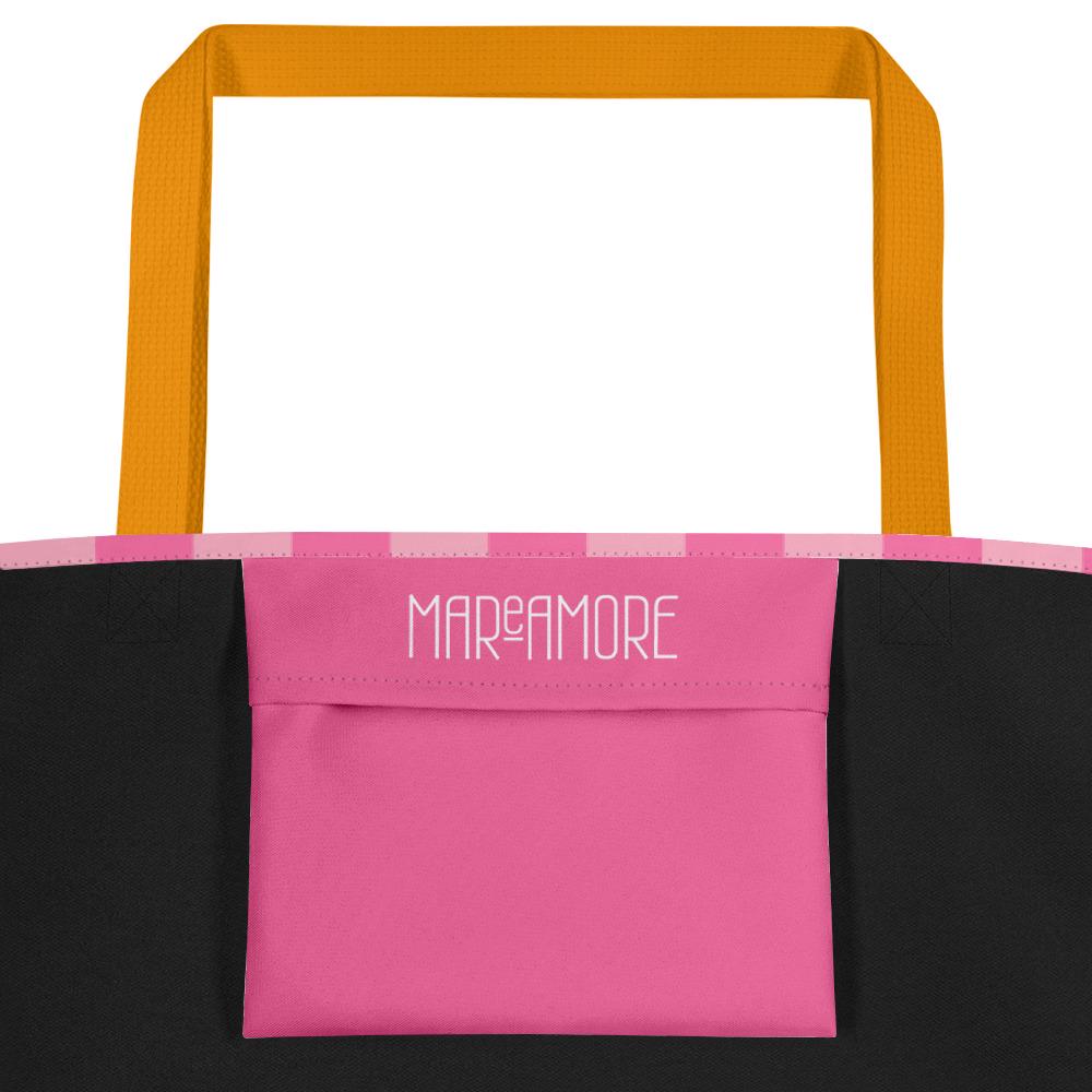 Fuchsia & Pink Striped Large Tote Bag