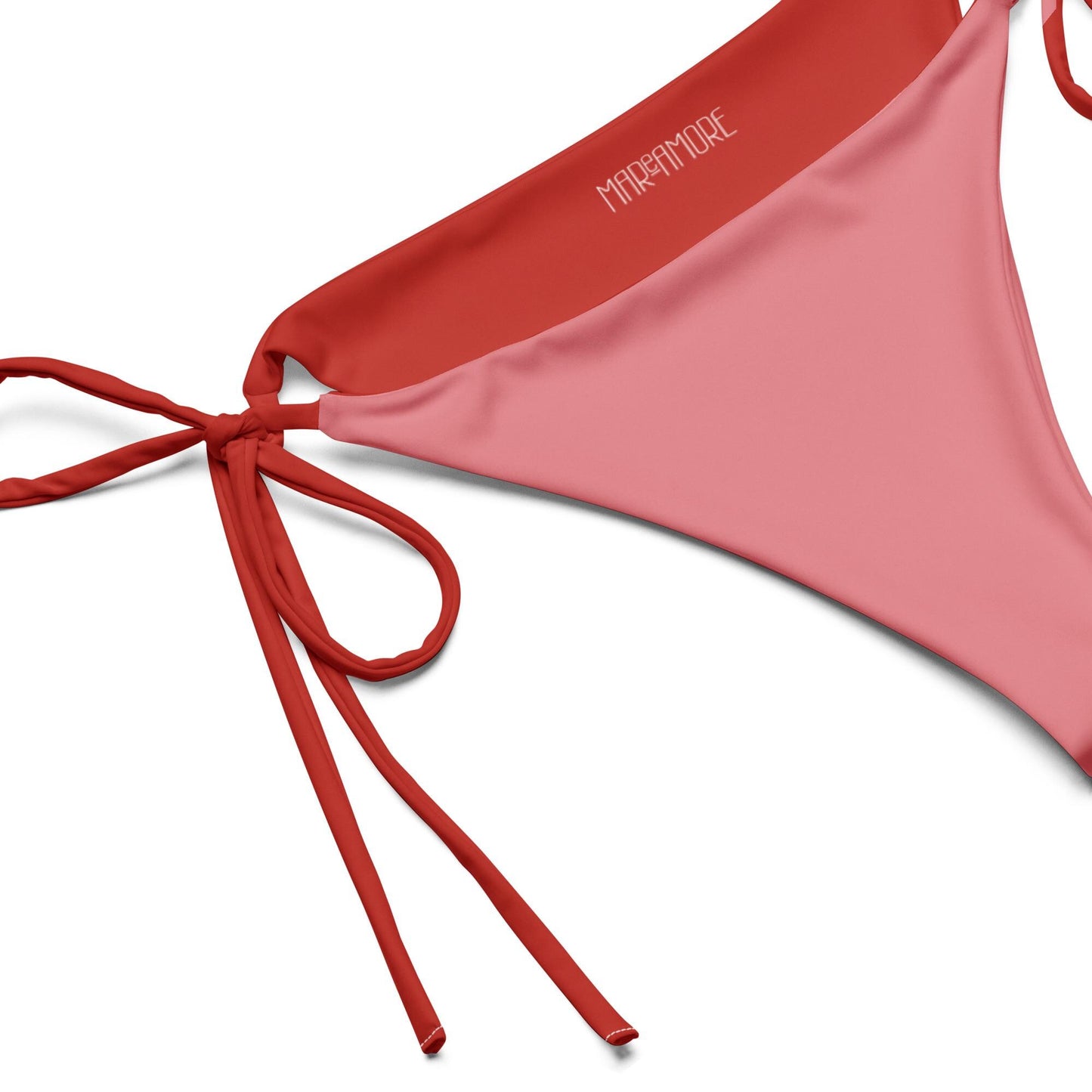 Pink and red colorblock bikini bottom red lining with logo detail