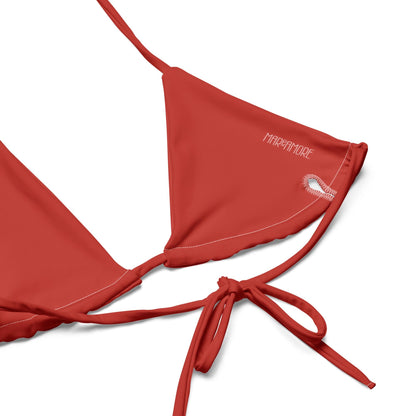 Pink and red colorblock bikini top red lining with logo detail MAReAMORE