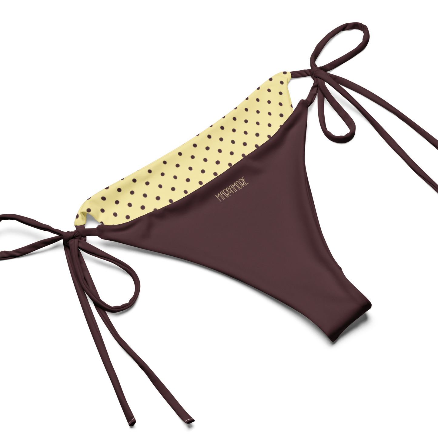 Butter Yellow Bikini Set with Brown Polka Dots