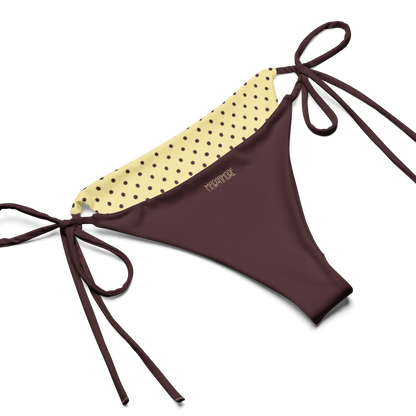Butter Yellow Bikini Set with Brown Polka Dots