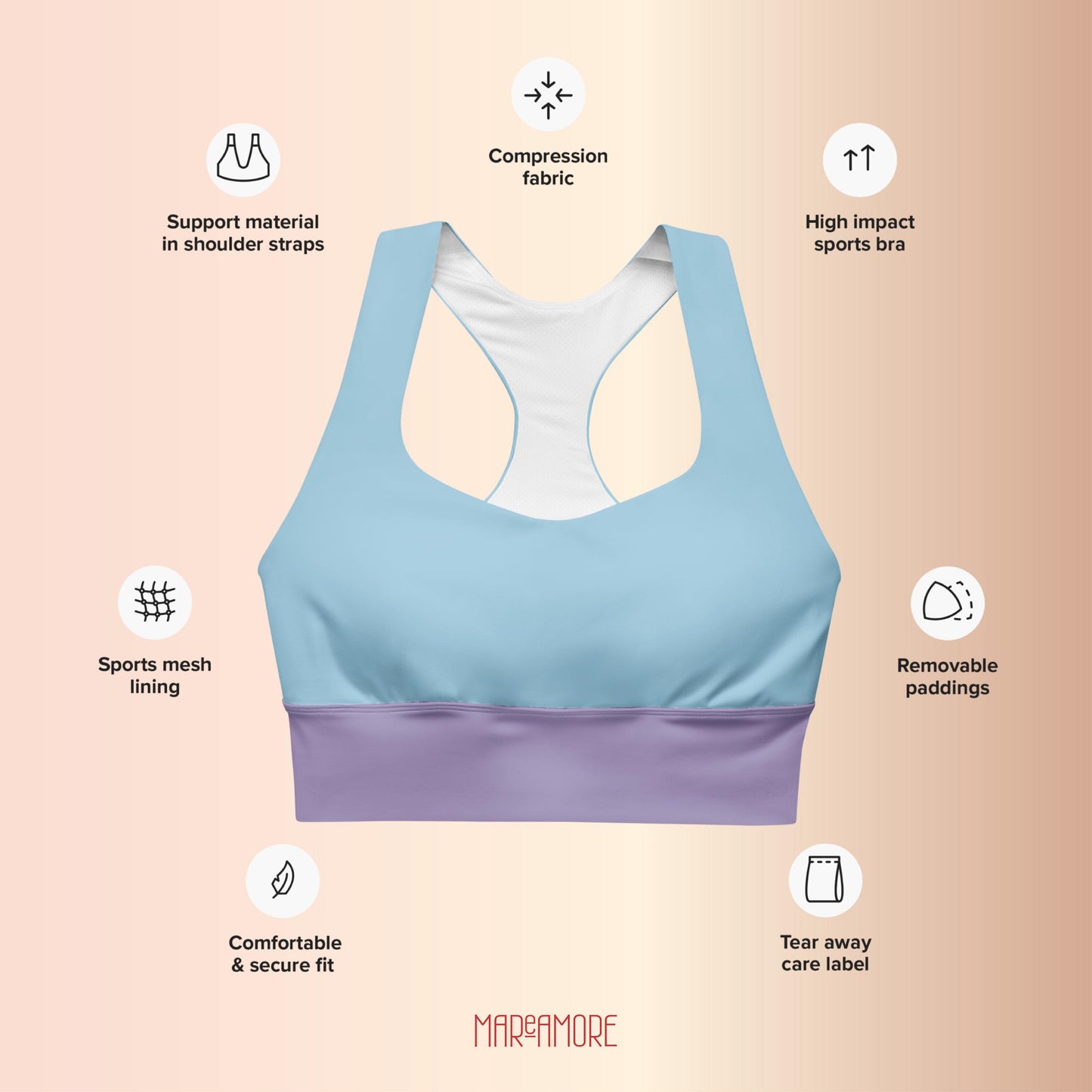 Light Blue Sports Bra | High-Intensity Support