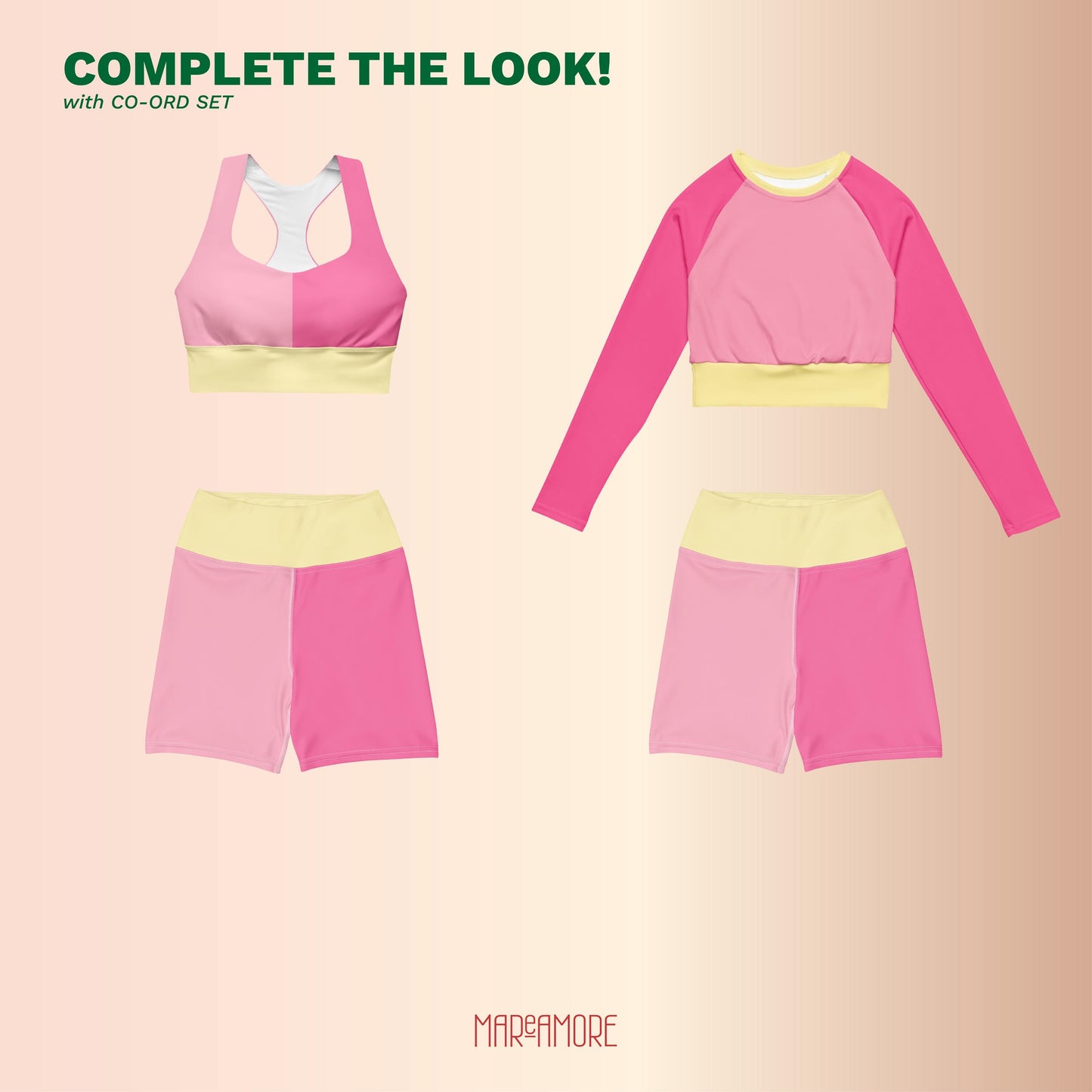 Fuchsia & Pink Colour-Block Yoga Shorts