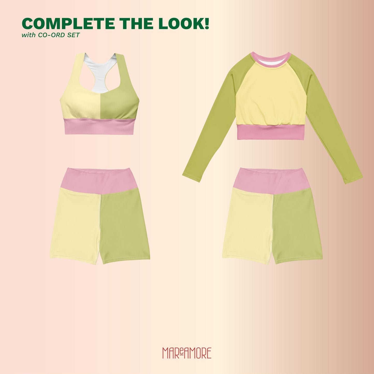 Yellow & Lime Green Colour-Block Yoga Shorts