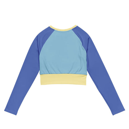 Marine Blue Colour-Block Long Sleeve Crop Top