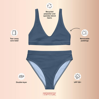 Navy Blue High-Waisted Bikini Set