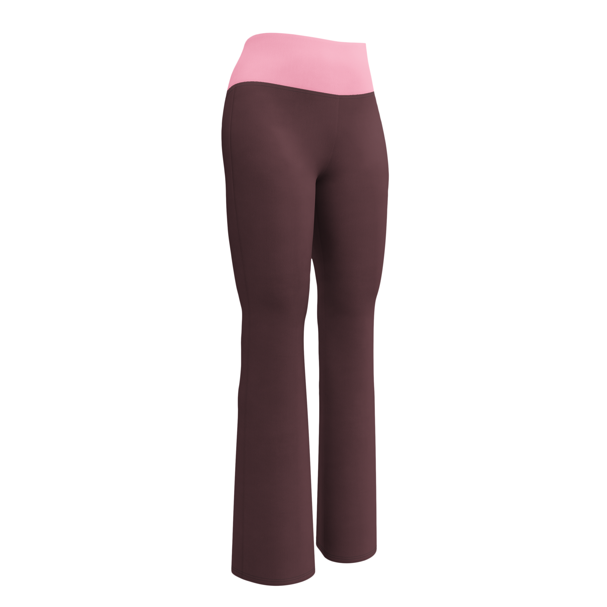 Brown leggings with pink waistband 