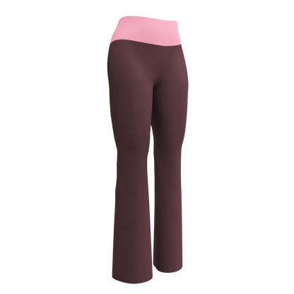 Brown leggings with pink waistband 