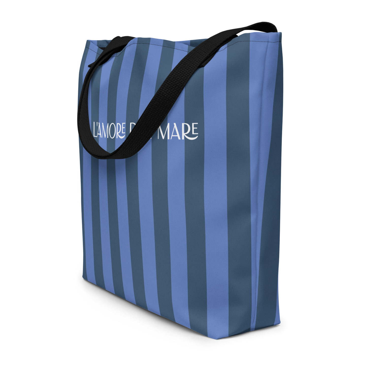 Navy & Blue Striped Large Tote Bag