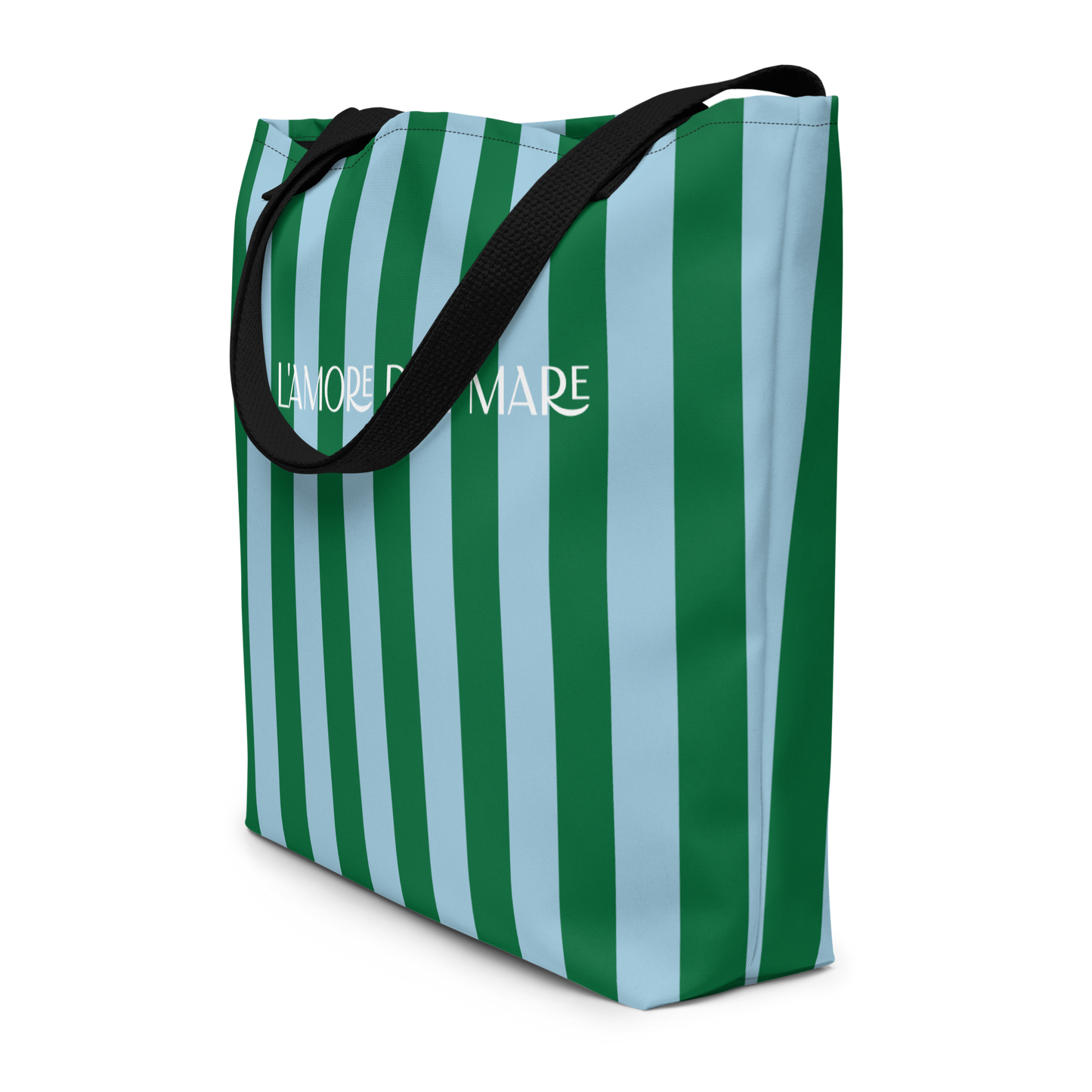 Green & Blue Striped Large Tote Bag
