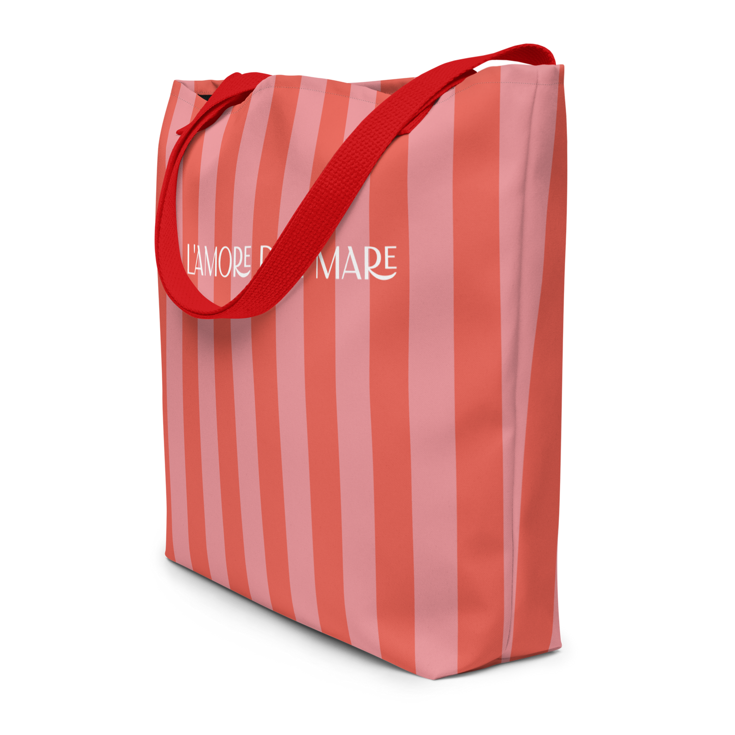 Peach & Pink Striped Large Tote Bag