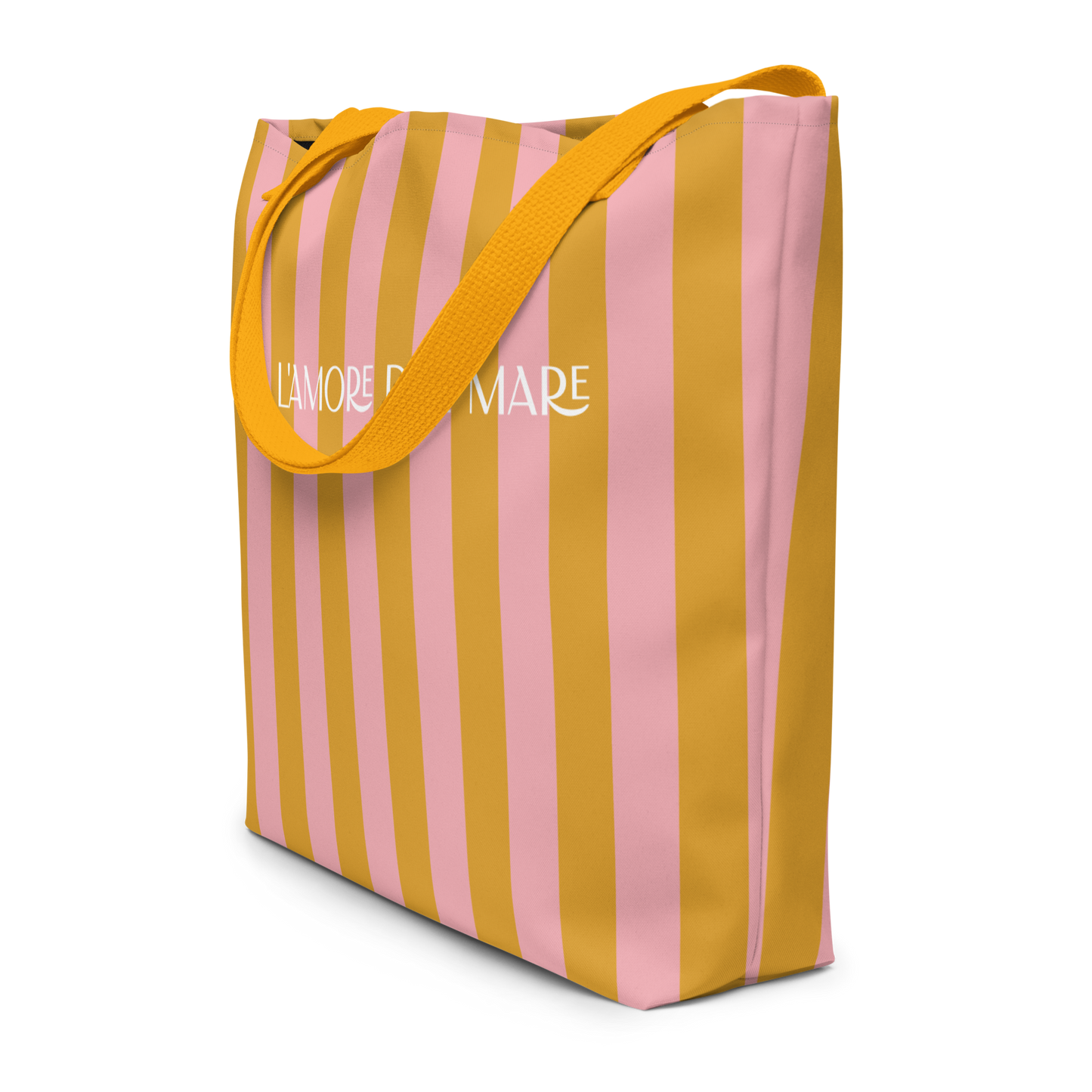Yellow & Pink Striped Large Tote Bag