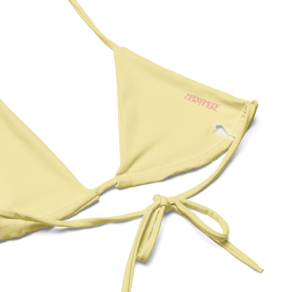 Pink & Fuchsia Bikini Set with Yellow Spaghetti Straps