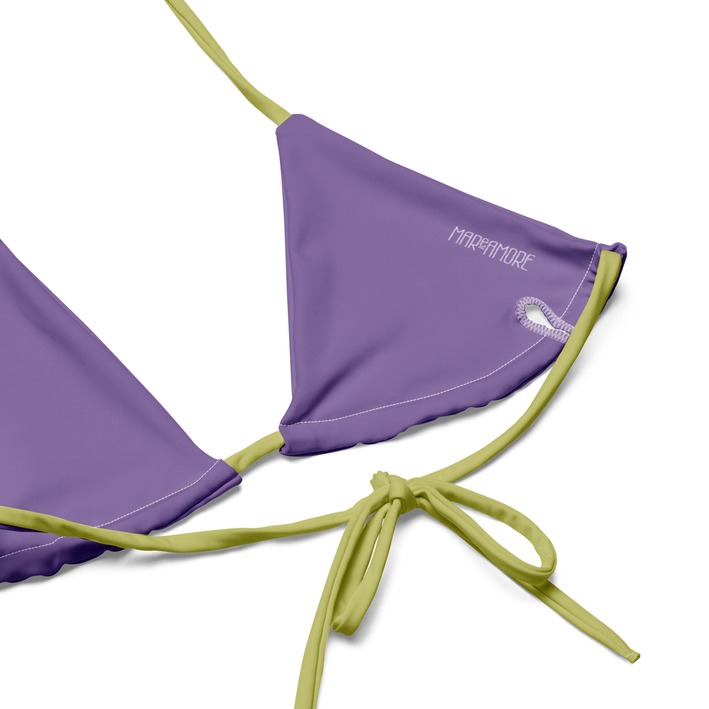 Violet String Bikini Set with Green Spaghetti Straps