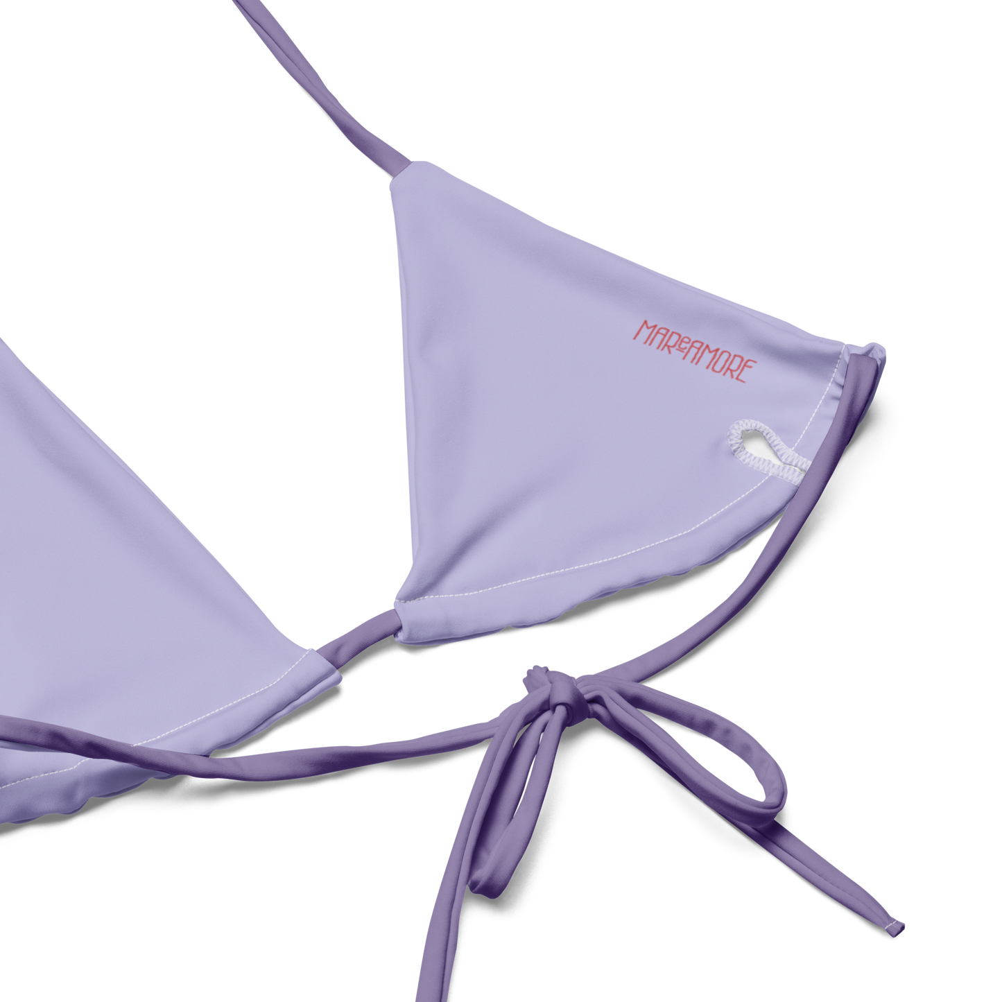 Sky Blue String Bikini Set with Purple Spaghetti Straps