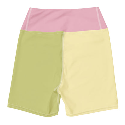 Yellow & Lime Green Colour-Block Yoga Shorts