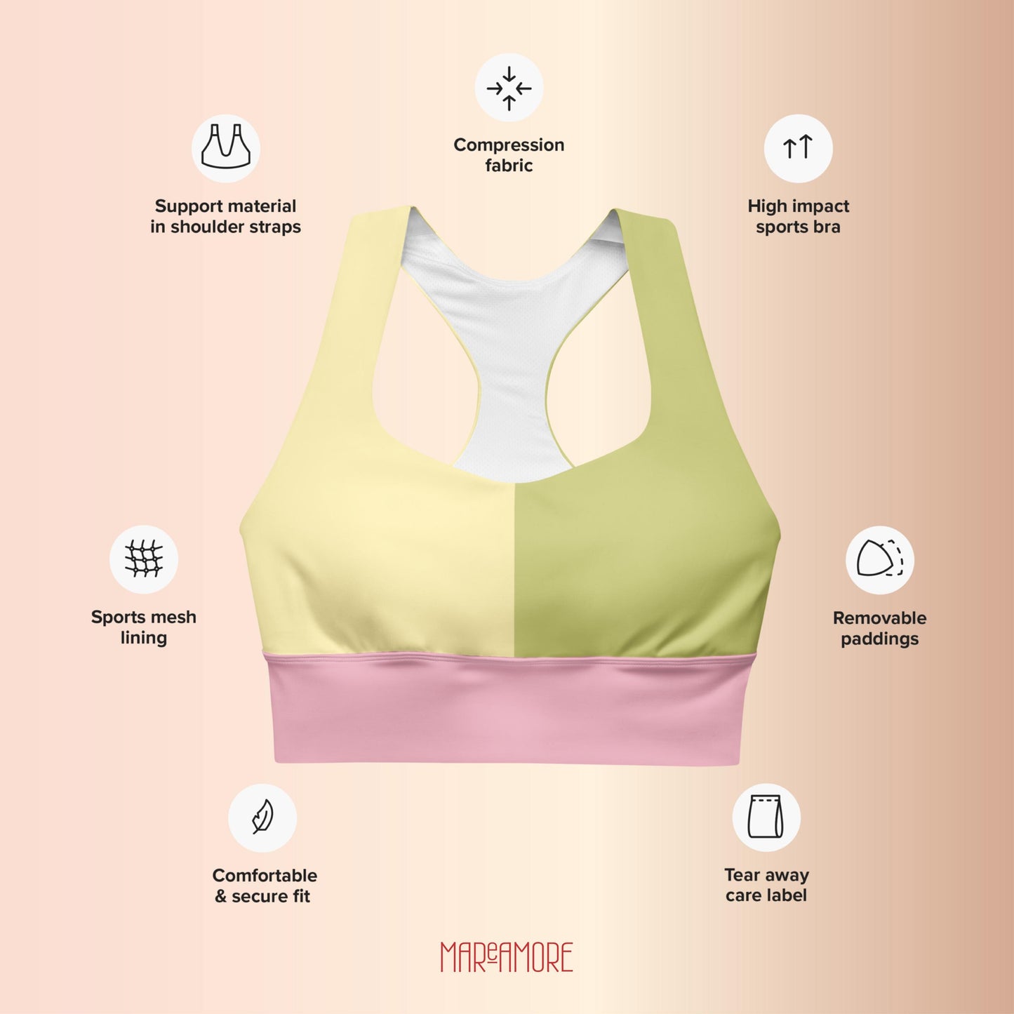 Yellow & Lime Green Colour-Block Sports Bra