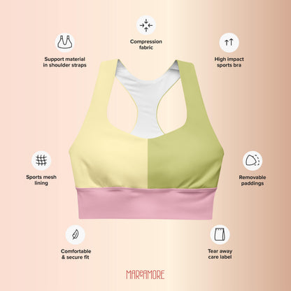 Yellow & Lime Green Colour-Block Sports Bra