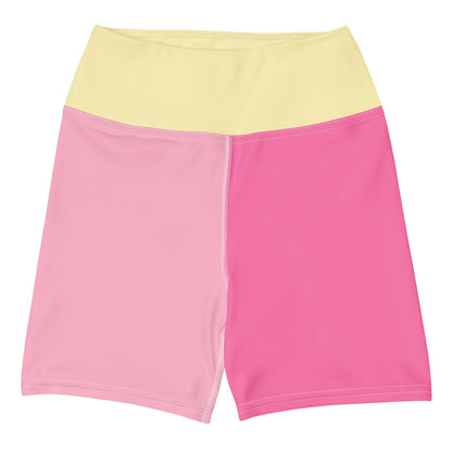 Fuchsia & Pink Colour-Block Yoga Shorts