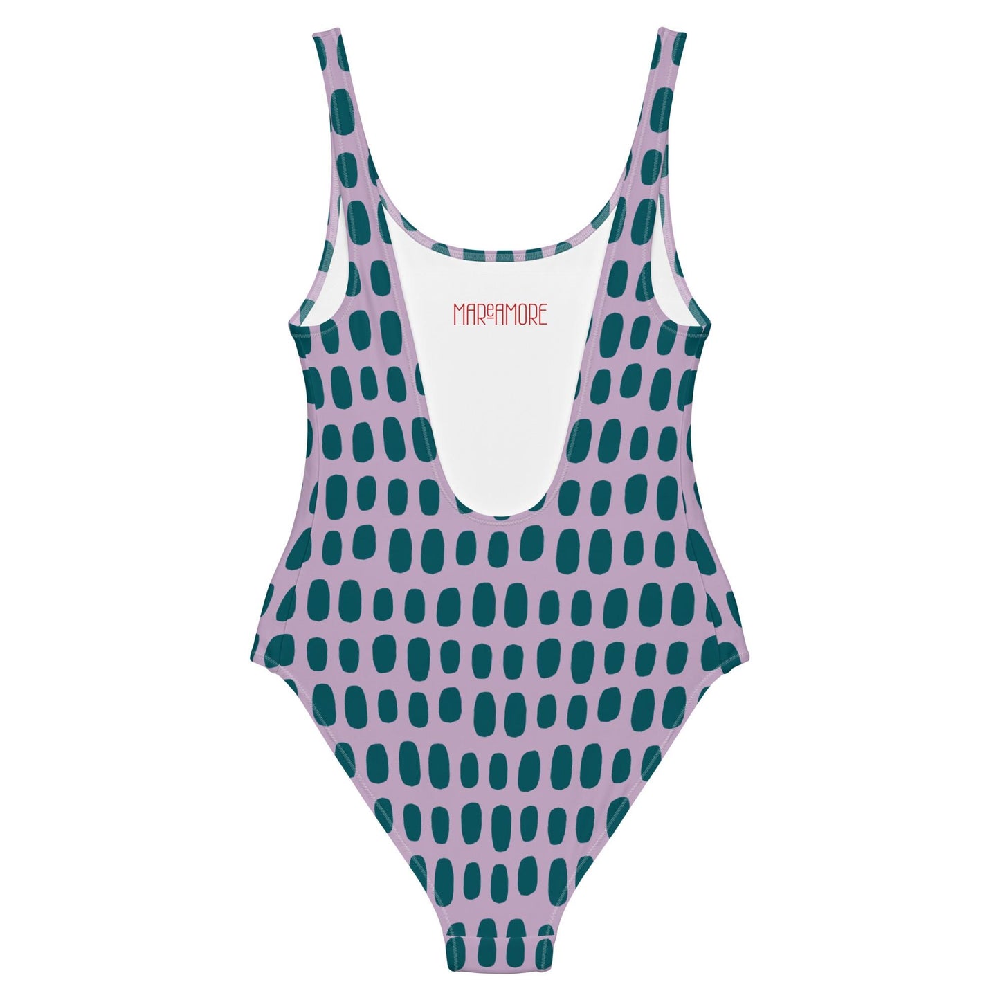 Violet One-Piece Swimsuit with Blue Dots