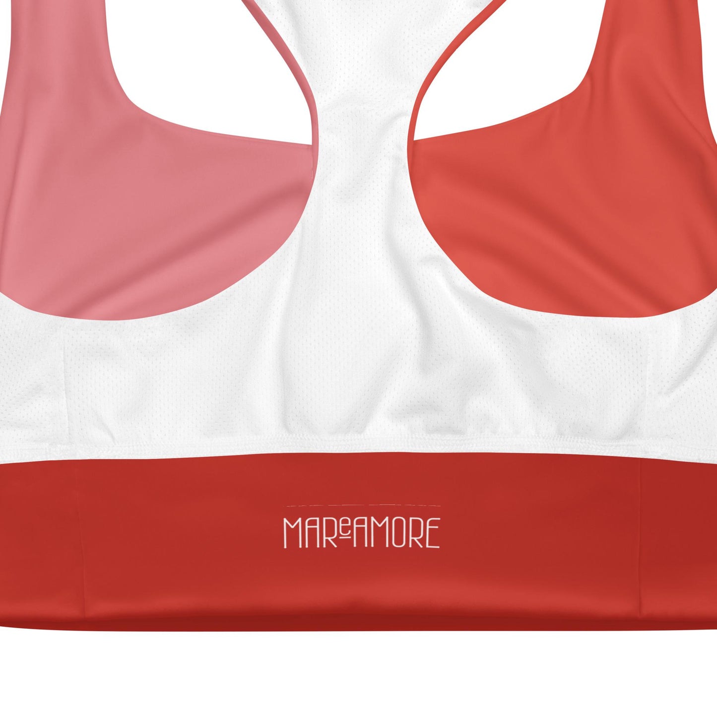Blush & Red Colour-Block Sports Bra