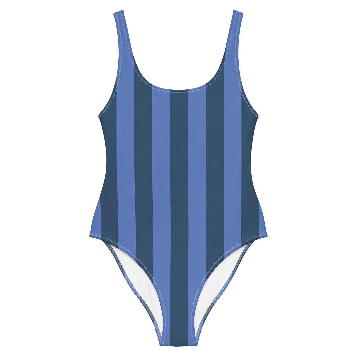 Navy Blue & Marine Striped One-Piece Swimsuit