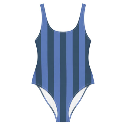 Navy Blue & Marine Striped One-Piece Swimsuit