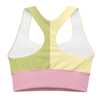 Yellow & Lime Green Colour-Block Sports Bra