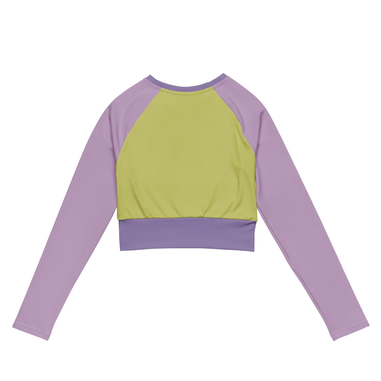 Violet Lime Colour-Block Long Sleeve Crop Top