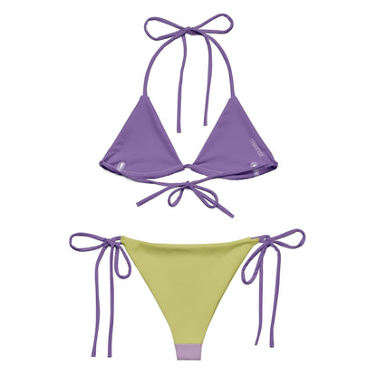 Violet & Green Bikini Set with Purple Spaghetti Straps