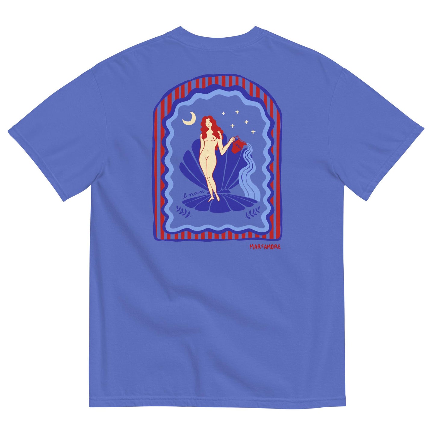 Aphrodite T-Shirt | Seashell Embroidery | Flo Blue