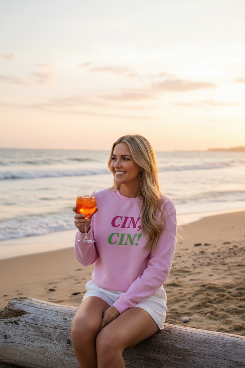 CIN, CIN! Pink Sweatshirt — Beach Aperol Spritz