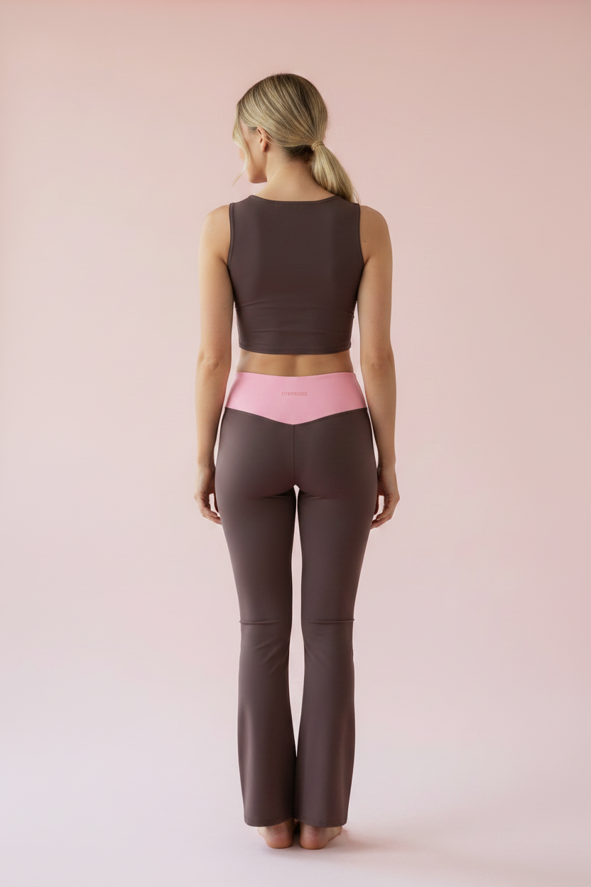 Dark Brown Scoop Neck Crop Top - Back