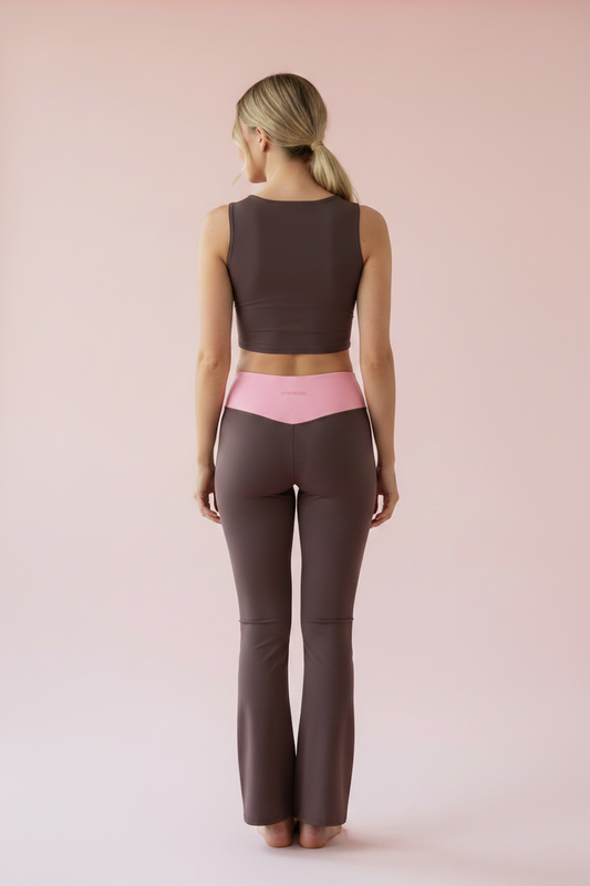 Dark Brown Scoop Neck Crop Top - Back